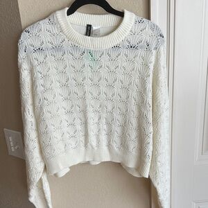 Divided White Knit Cropped Sweater